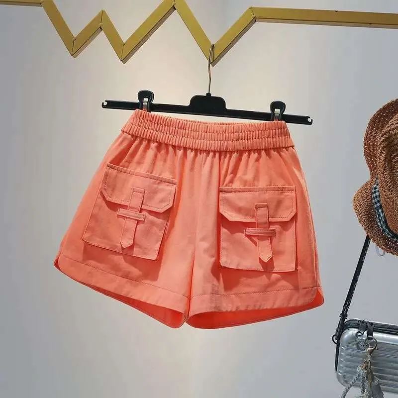 Korean Summer New Women Shorts Solid Color Wide Leg Loose