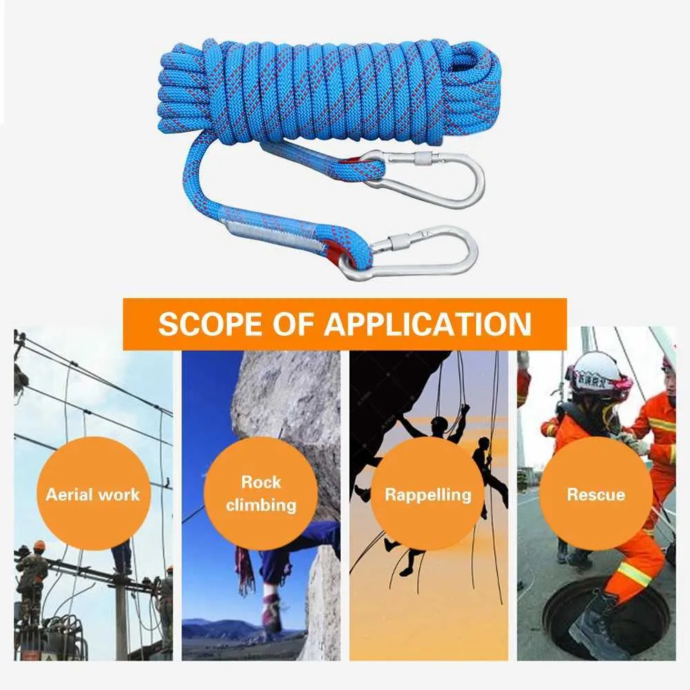 Guide Rope 30m 10mm Static Climbing Rope - 10M/20M/30M Outdoor Safety Rope, High ...