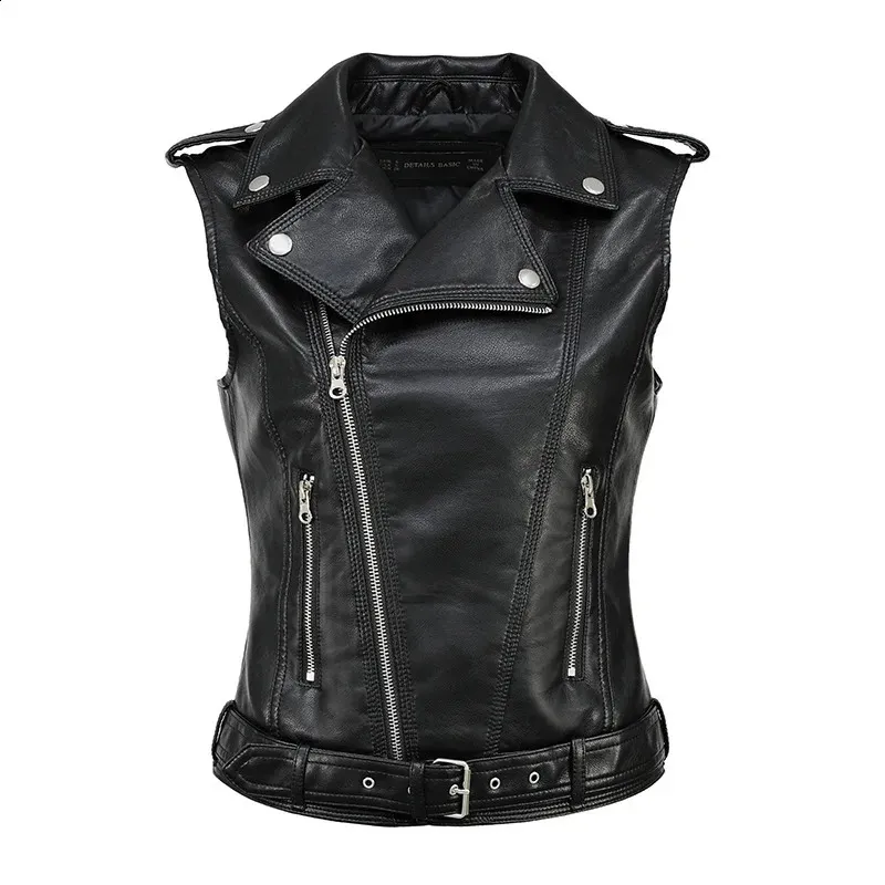 Premium Soft PU Leather Motorcycle Vest: Plus Size Sleeveless