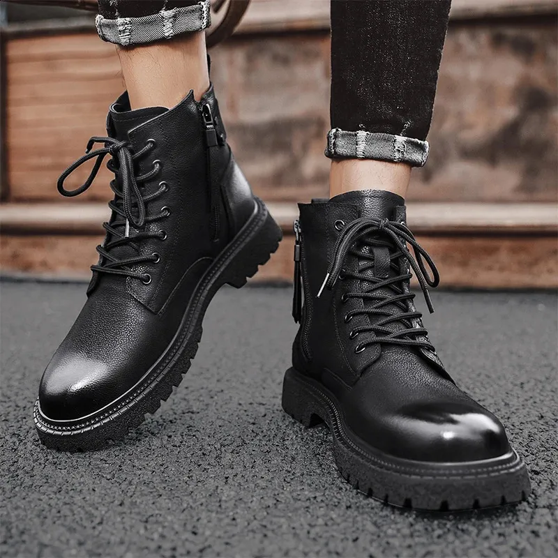 Premium Leather Lace-Up Boots: Classic Style, Rugged Comfort  display picture 1