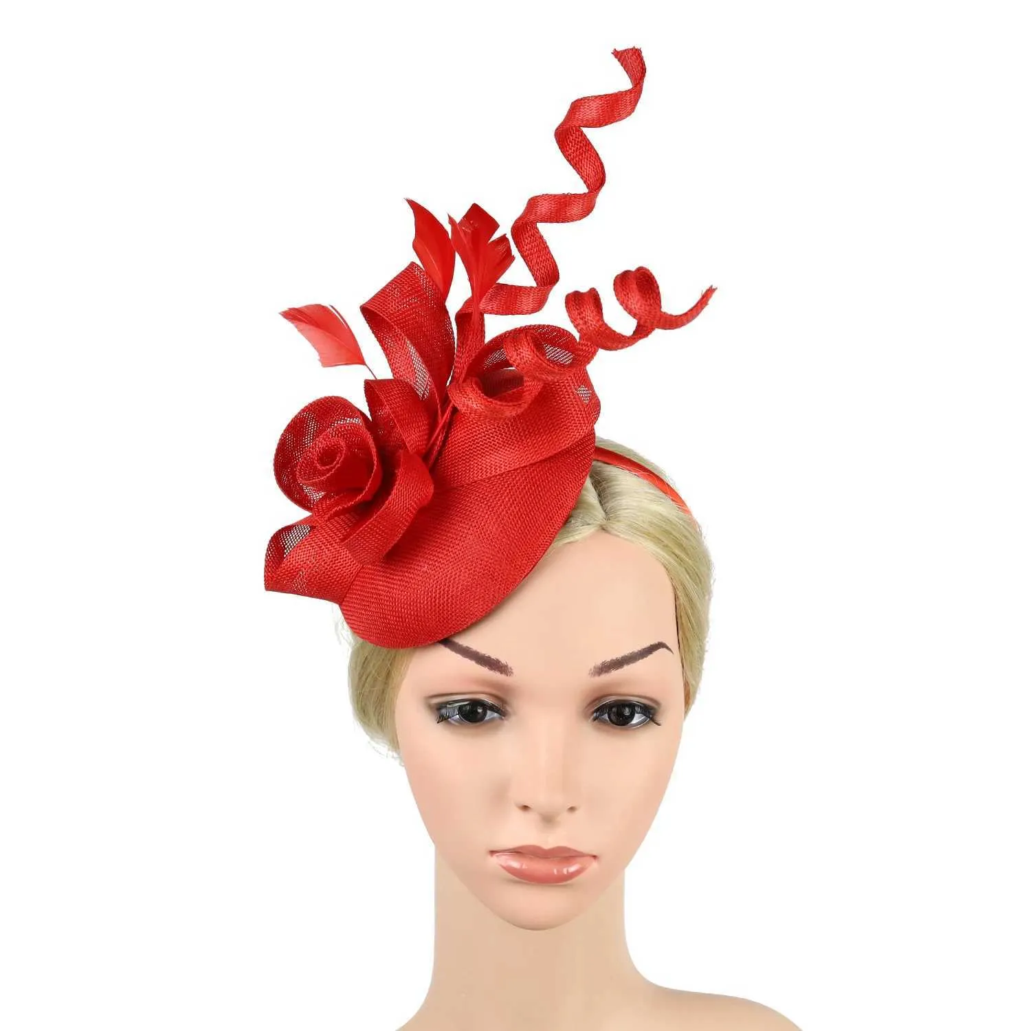 9139 Sinamay Fascinator Pillbox Hat Headband Hair Clip For Cocktail Tea Sinamay womens pillbox hat headband with clip for party and  main image 2