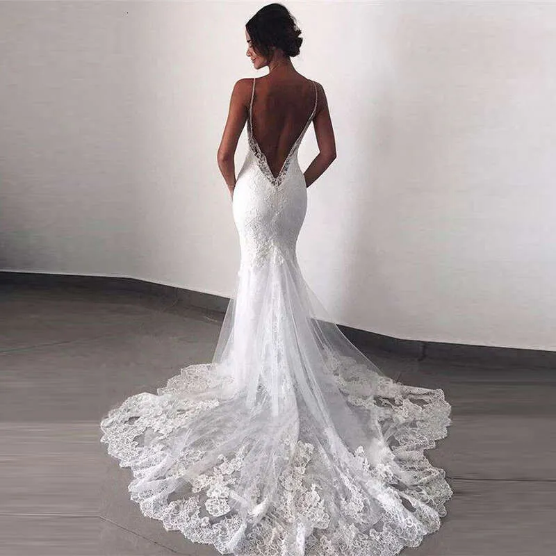 Sexy White Lace Mermaid Wedding Dress, Open Back,... From Babynice888,  $191.28 | DHgate.Com