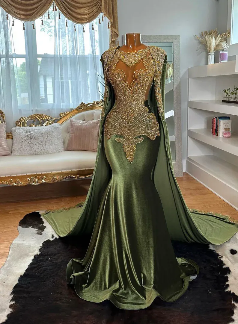 Prom Olive Knit Dress Custom Made Prom Dresses: Olive Green - Main Image