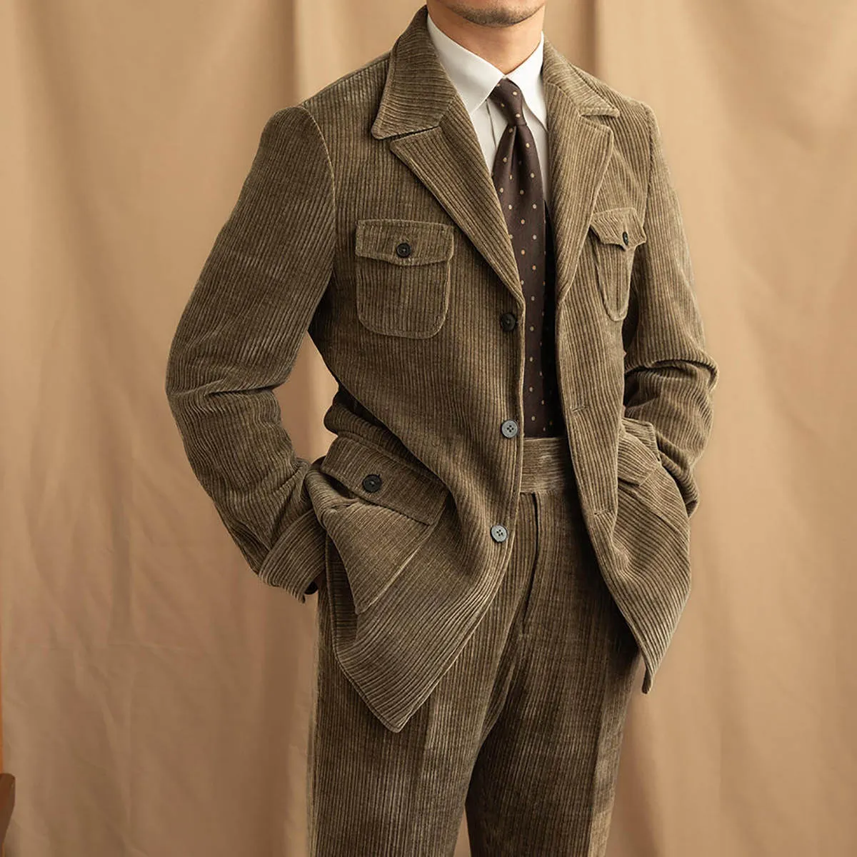 スーツ Vintage corduroy set up suit Black AO27 Navy Corduroy Suit - A.i. Perfect Fits