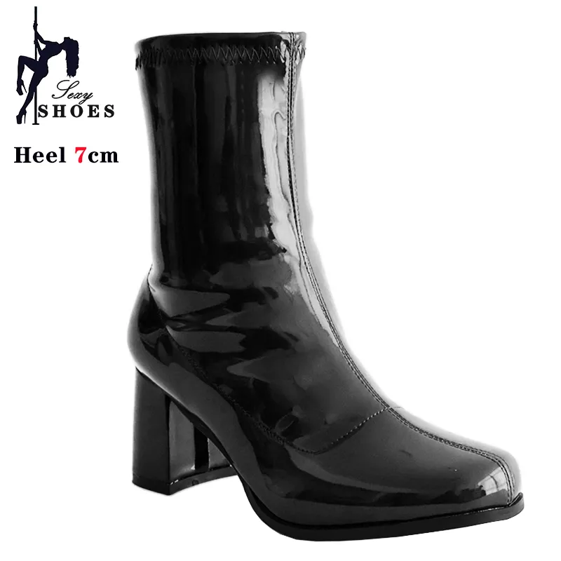 70s Boots Womens Square Heel Ankle Boots: Custom Leather