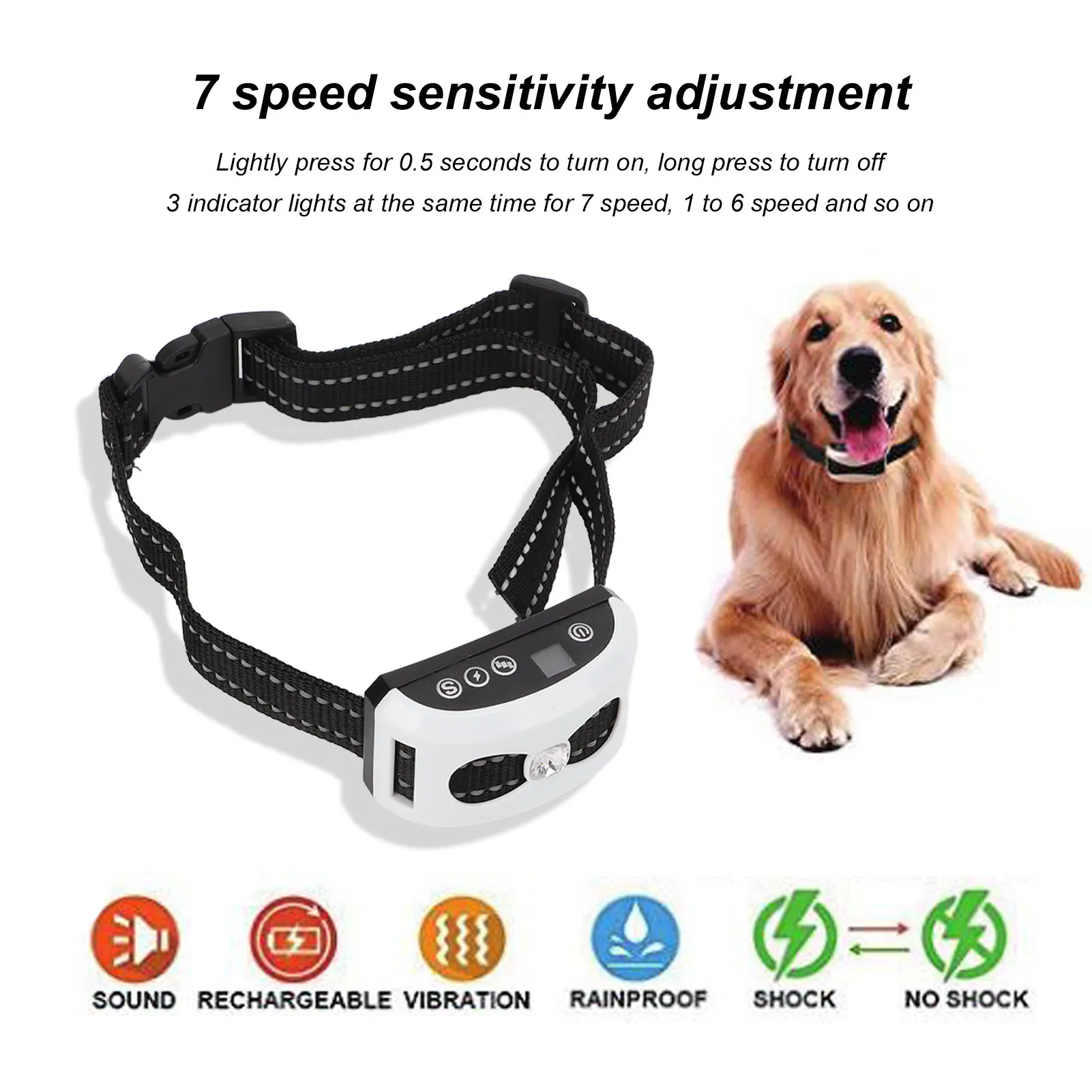 Pet Dog Bark Control Collar, USB Rechargeable Electric Dog