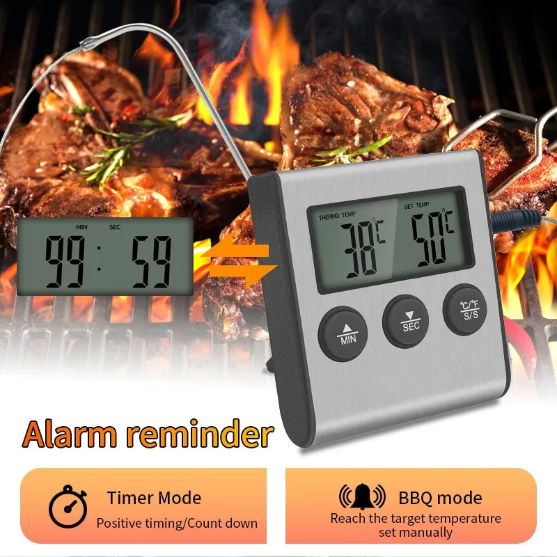 Fast Timer Grilling Kitchen Digital Cooking Thermometers With Probe Oven & Barbecue Timer ...