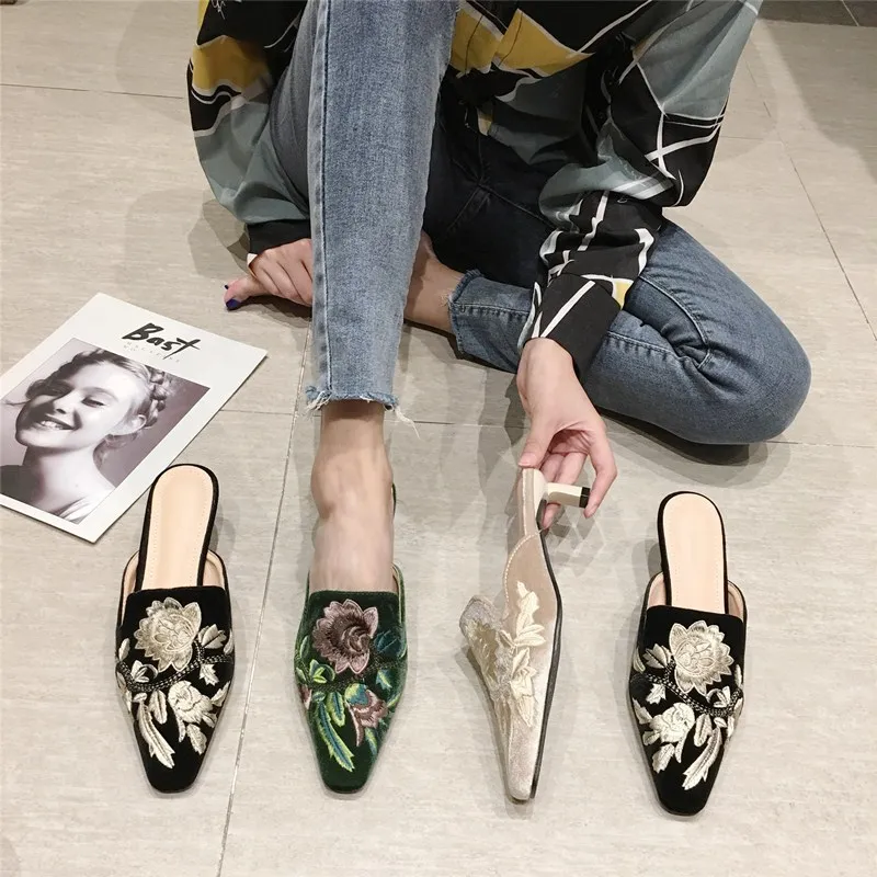 Save Big on Bulk Pointed Toe Slippers Pointed Toe Heels: Elegant Women's  Slip On Half Slippers With Middle Heel, Fashion Embroidered Mules For  Autumn