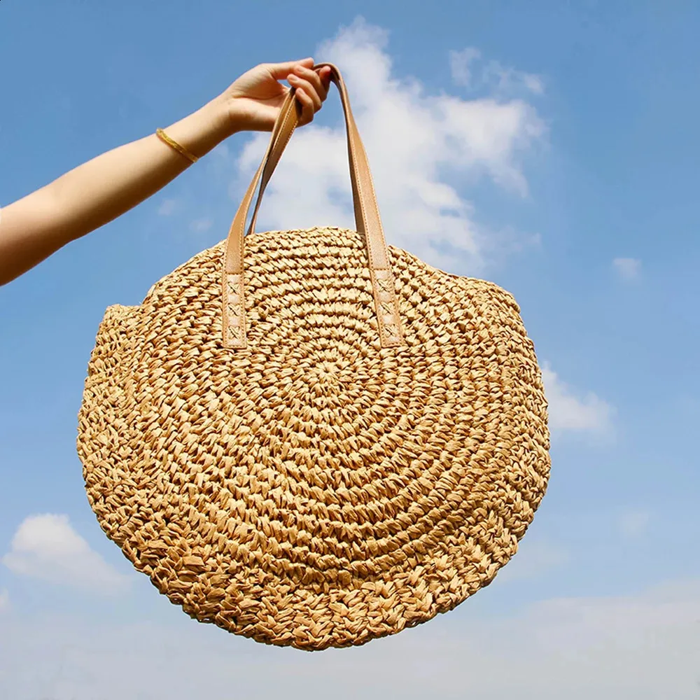 Beach Bag Round Woven Straw Bag Straw Handbags For Summer Round