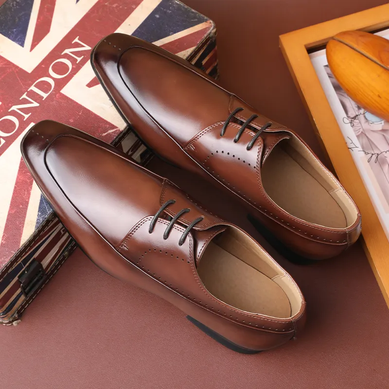 light brown long dress Dark Brown Cap Toe Oxford shoes in French Box Calf main image 1