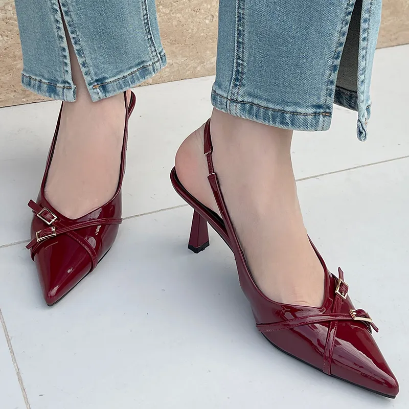 Wholesale Large Wine Red Pointed Toe High Heel Pumps For Women Thin SGBAC Slides Fashionable Ladies Footwear At Only 26.38 DHgate.Com