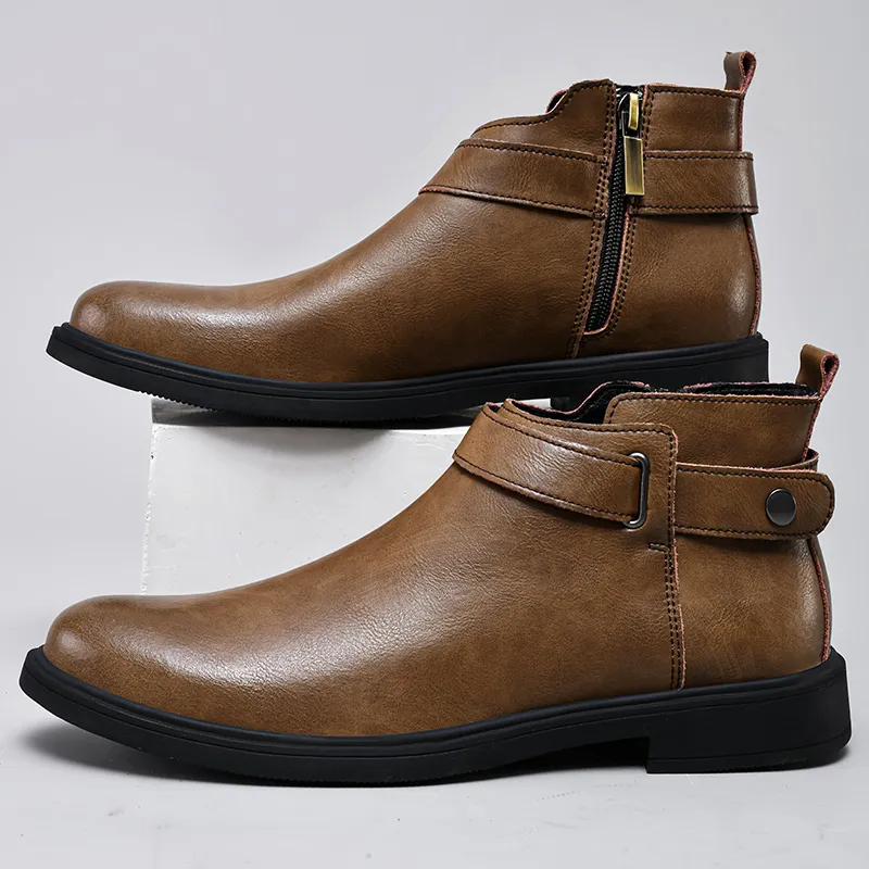 Mens Genuine Leather Chelsea Formal Boots For Men With Plush Fur Lining Soft Elastic Strap And Ankle Support Perfect For Formal Business And Winter Wear From Factory Dh5489053 Bulk 182.4 DHgate.Com