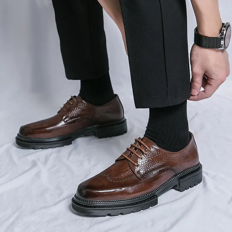 Black Gentleman Dress Shoes Brogues Oxford Shoe Spring Suit Shoes