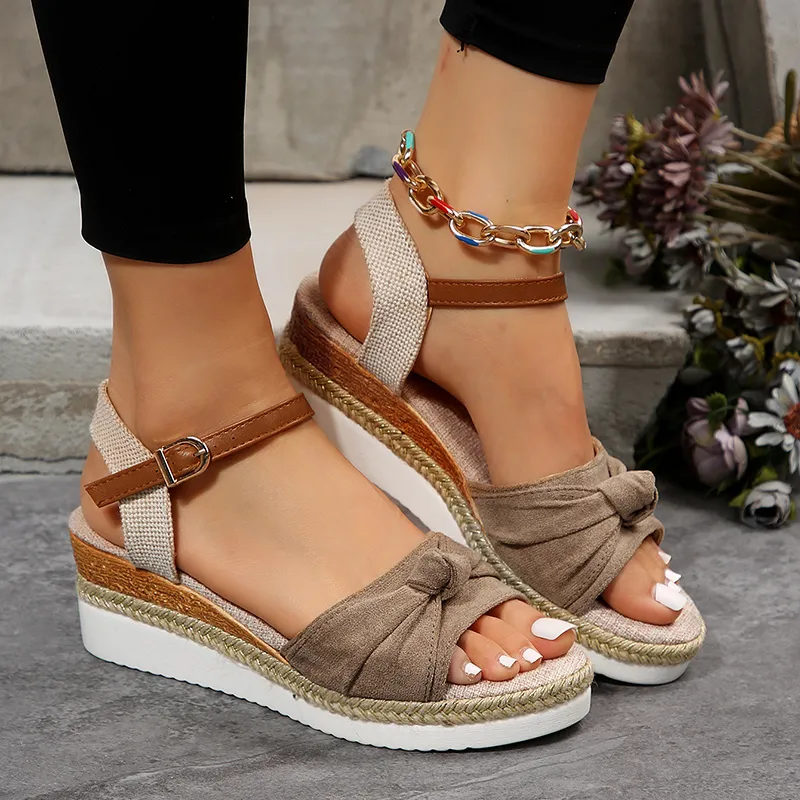 2024 Summer Peep Toe Platform Sandals for Women Non Slip Gladiator Wedge Sandals Thick Soled Beach Shoes Plus Size