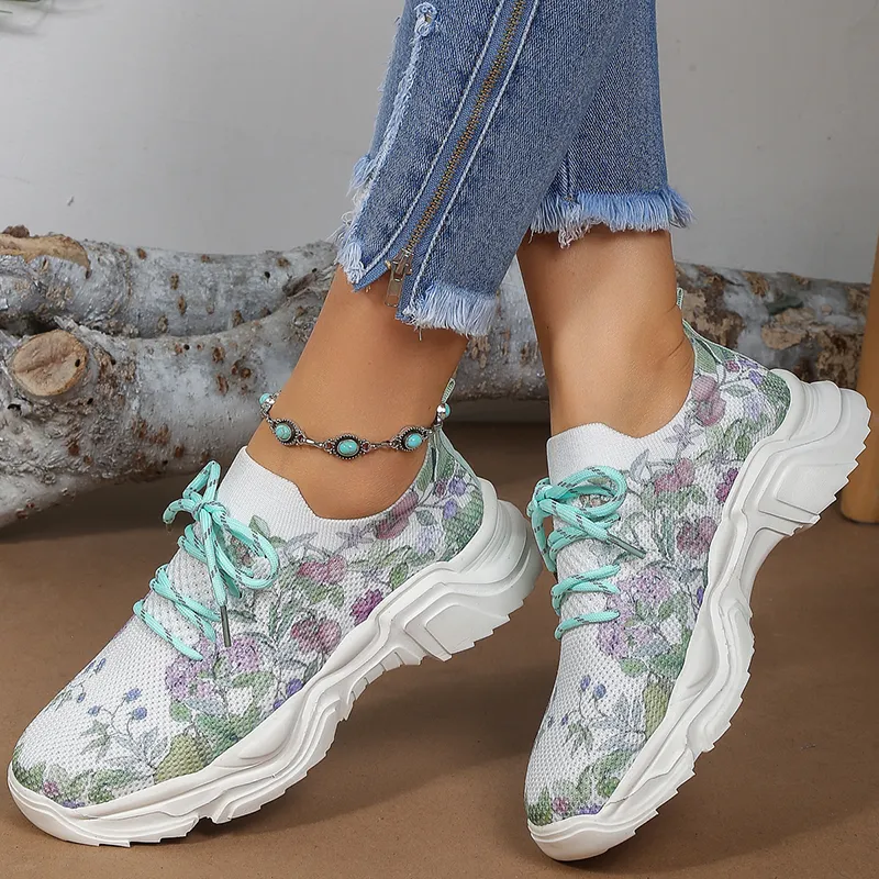 Lucyever Print Knitted sneakers for women for Women - Plus