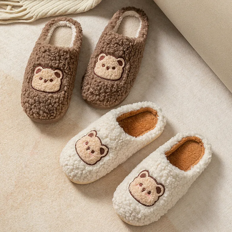 Couple Slipper Womens Plush Home Slides, Mens Animal Slippers
