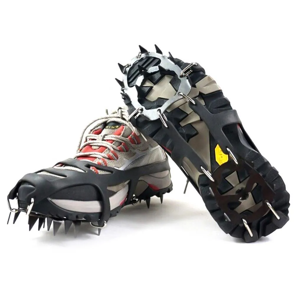 Crampons Antidérapants 18 Pointes Acier Pour Chaussures - Taille M (37-42) Et L (43-47) - Randonnée Hiver, Neige, Glace