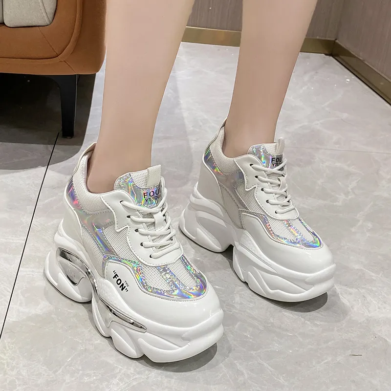 Bulk Chunky Sneakers For Women Rimocy White Laser Platform Shoes With Hidden Heels From Dh1421059 22.69 DHgate.Com