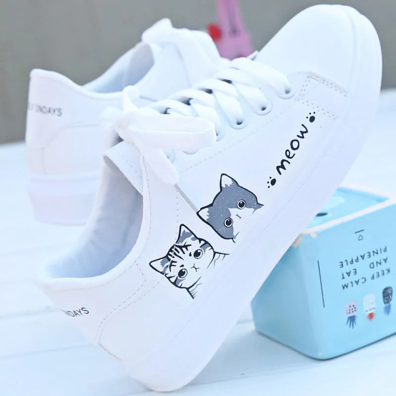 Cute Cat Canvas Sneakers for Women New Lace-Up Fashion, Shop Now! Best  Seller