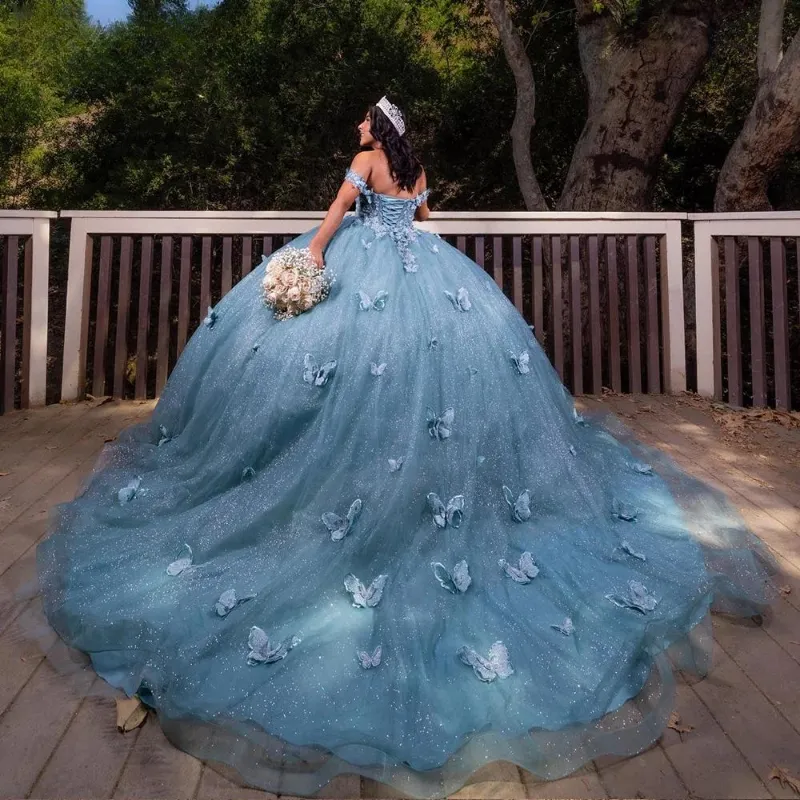 blue dress with butterflies Aurora Butterfly Dress main image 1
