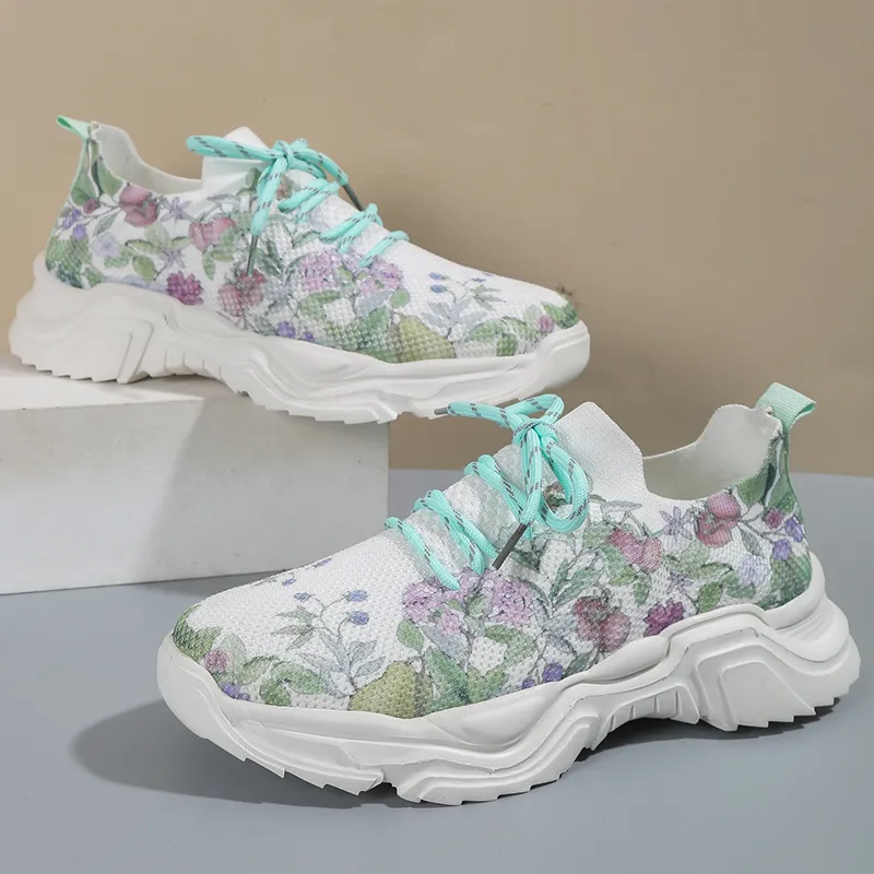 Lucyever Print Knitted sneakers for women for Women - Plus
