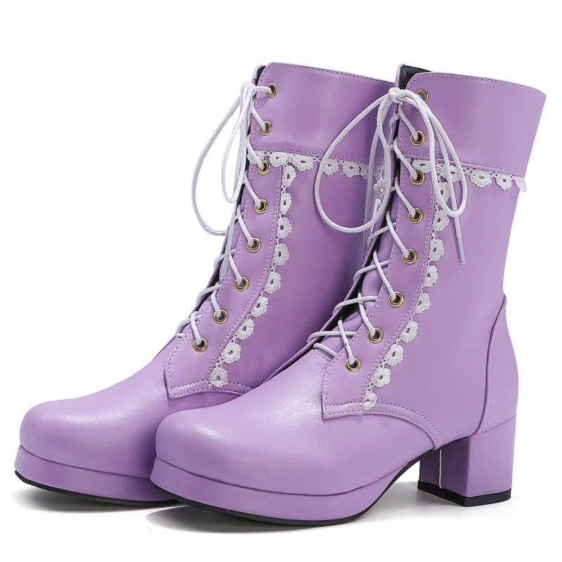 Sweet Lolita Platform Ankle Boots Womens Fashion Spring/Autumn