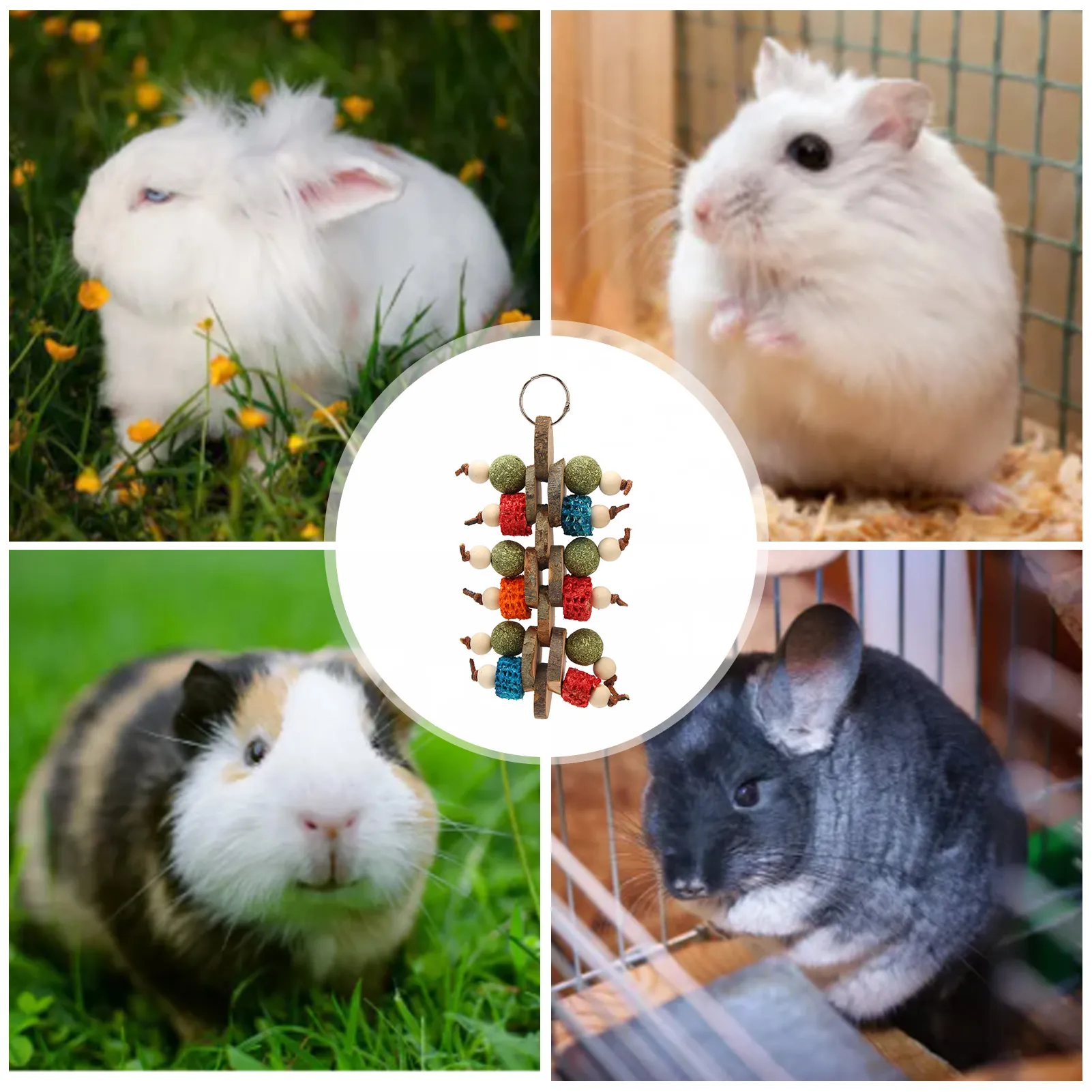 2 Pack Wooden Chew Toys For Small Animals - Guinea Pig, Rabbit, Hamster Cage Accessories For Dental Health & Boredom - View #4