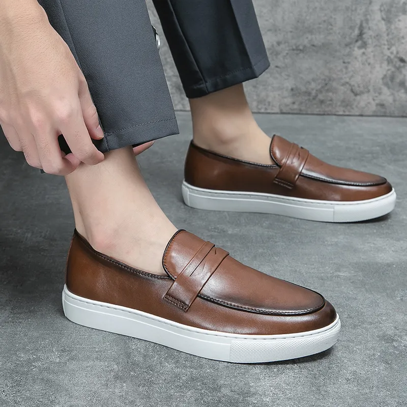Men's Leather Penny Loafers: Stylish Slip-On Moccasins, Comfortable Flat  Sole Shoes for Office Casual Wear Buy Now!