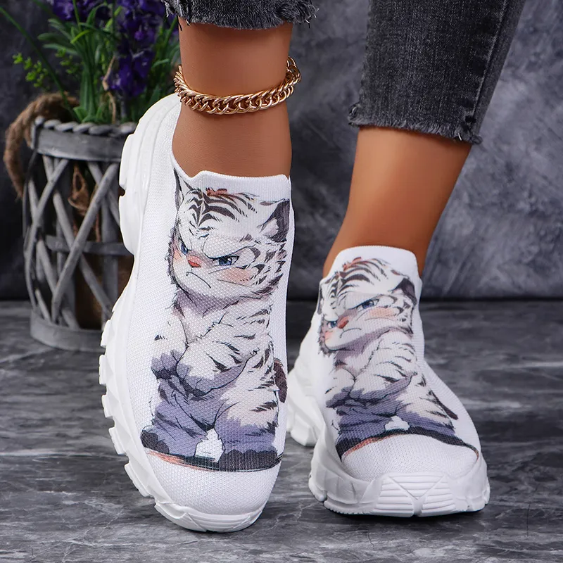 Cute Cheetah Print Shoes Women's Slip Leopard Print Round Toe Flat