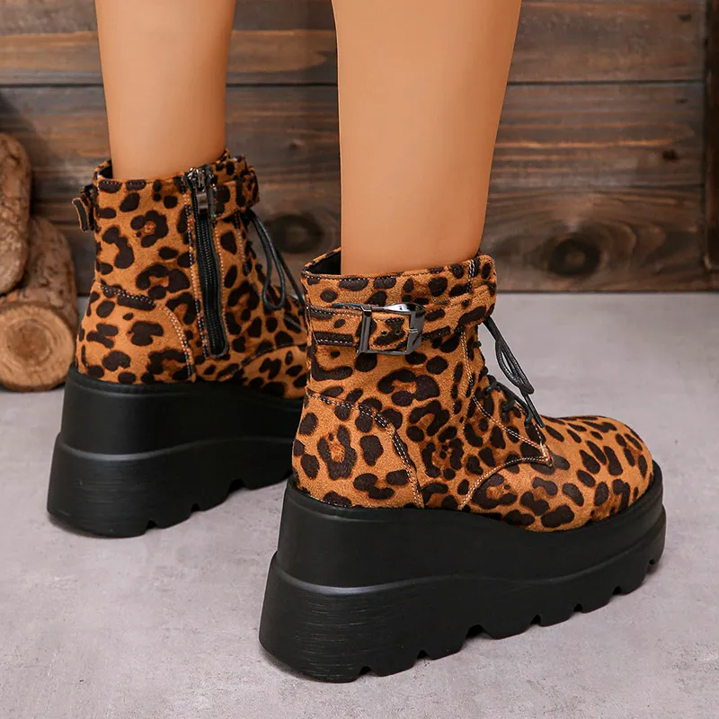 Chunky leopard print boots hotsell