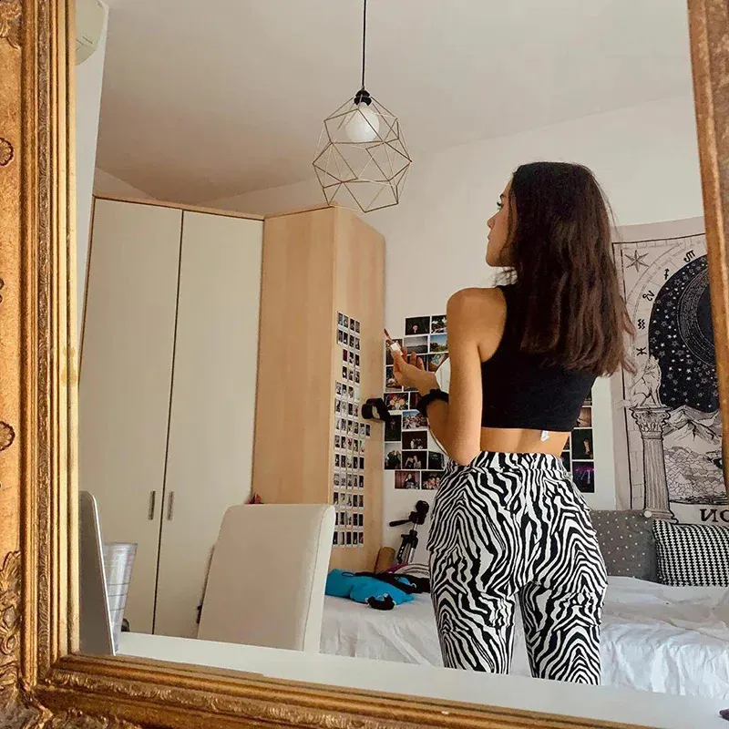 DHgate.com:Womens Zebra Print Wide Leg Pants - High Waist