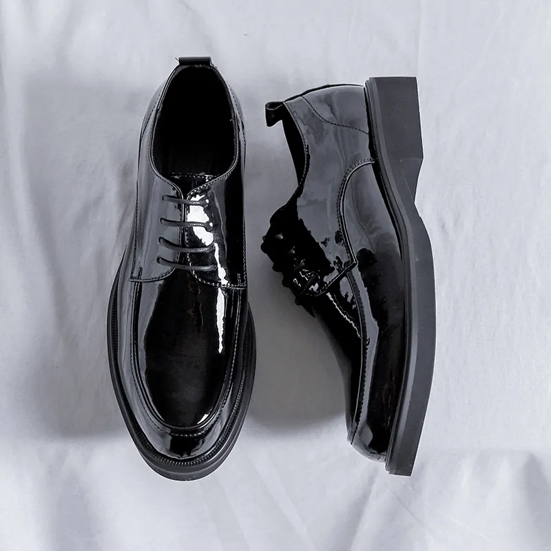 Mens Black Patent Leather Oxford Shoes Formal Wedding Office