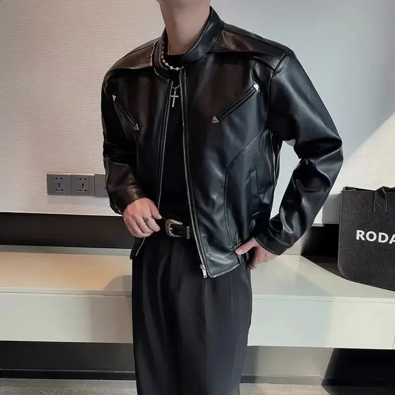 Save Big on Bulk Stand Collar Leather Jacket Mens Leather Jacket With Fur  Collar Stand Collar Biker Coat, Warm Business Casual Top Best Deals on