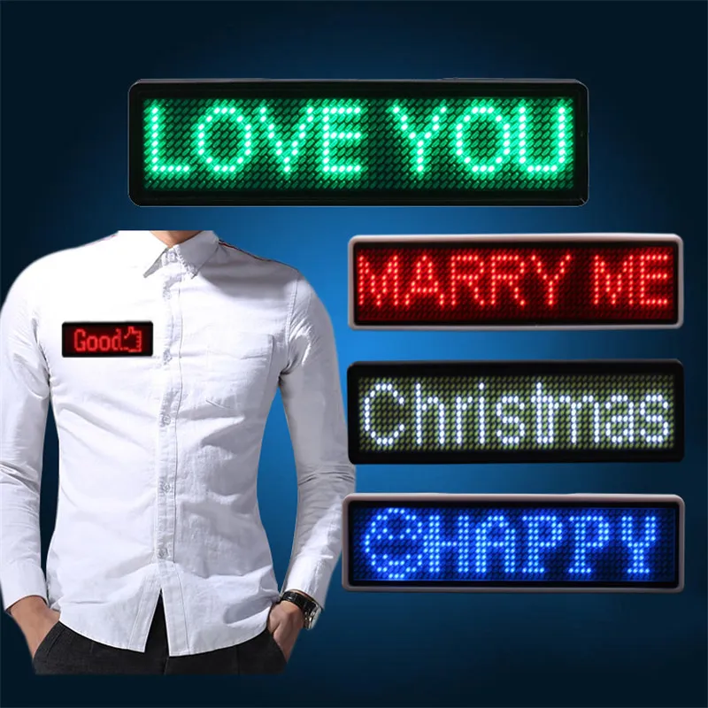 Scrolling LED Name Tag - 8cm LED Display Board, Blue Character, Multi ...