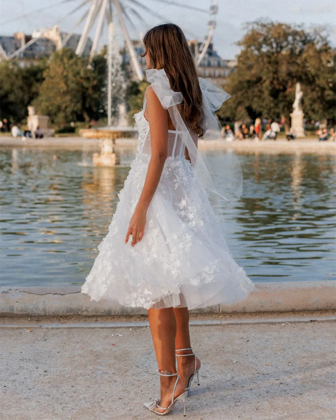 3D Floral Lace Short Tea Length Wedding Dress with Spaghetti Straps and  Sweetheart Corset in Ivory White for Women from Dhgate A-Line Wedding  Dresses - price 148.73