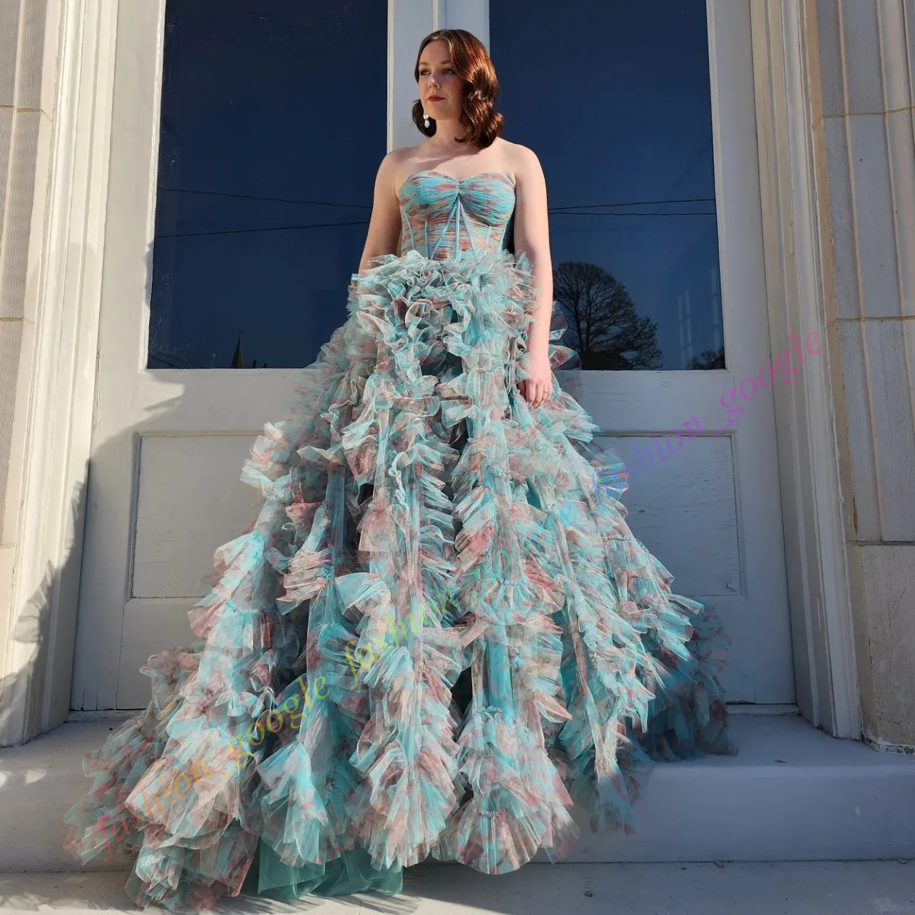 Printed Floral Prom Dress Sweetheart Neckline Ball Gown with Layered  Ruffled Tulle and Sweep Train for Special Occasion from Dhgate In Stock  Special Occasion Dresses - price 128.39