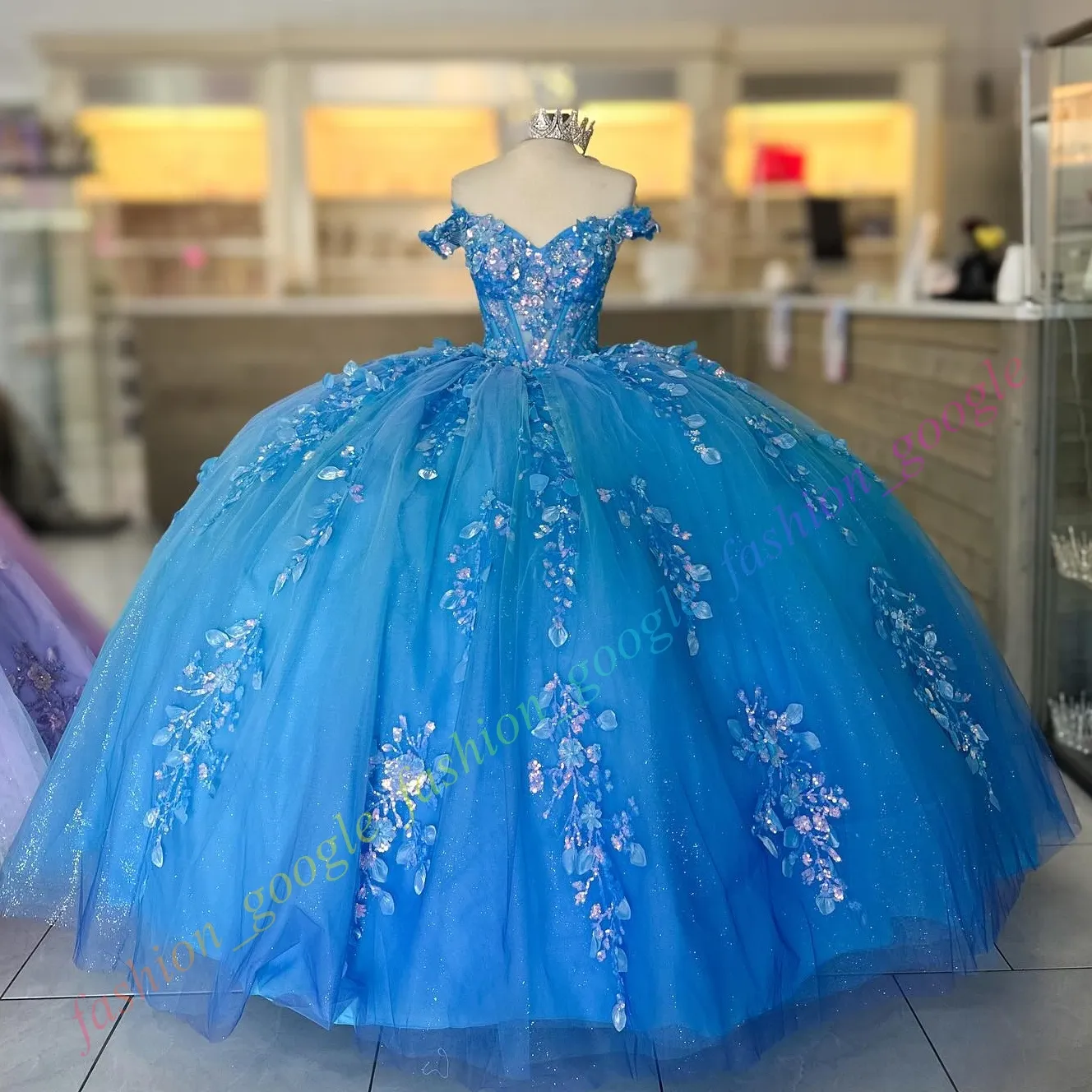 blue floral puff sleeve midi dress Pretty Lilac Two-Tone Ball Gown with Detachable Puff Sleeves and Train XS / Lilac