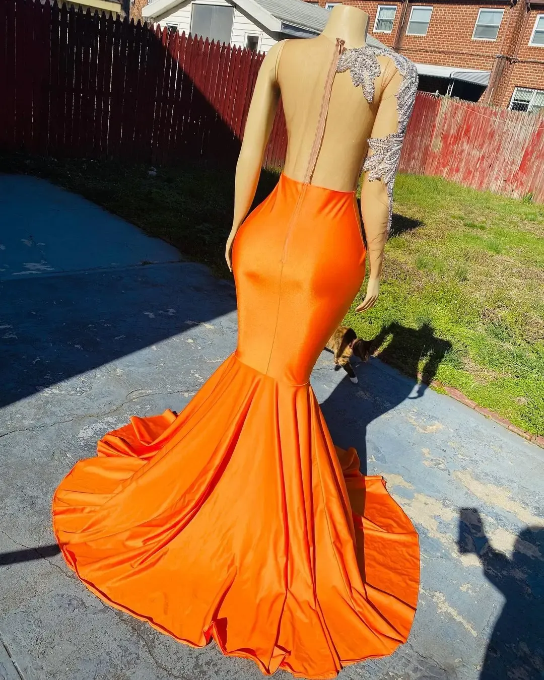graduation dresses orange V Neck Tulle Brick Red Long Prom Dresses, Simple Formal Gown Graduatio –  toptby