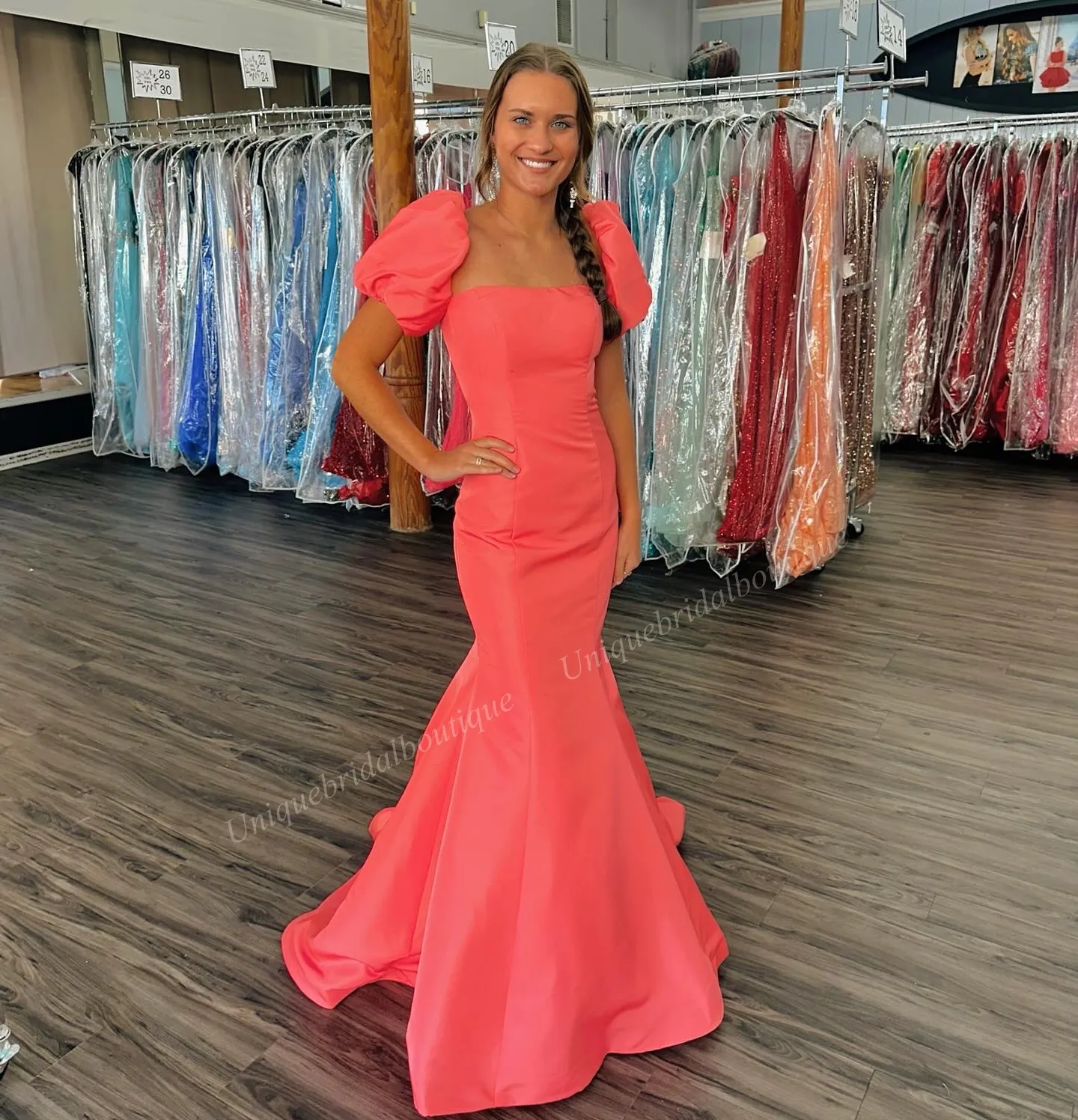 Coral fitted dress discount