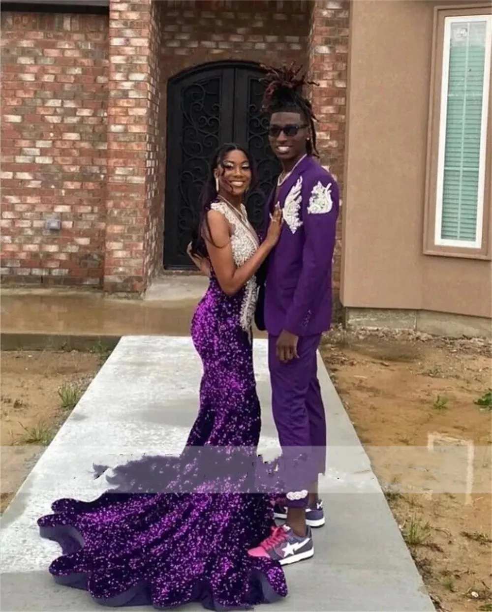 Enchanting One Shoulder Purple Sequin Mermaid Prom Dress 2024 Sheer Neck Plus Size Formal Gown