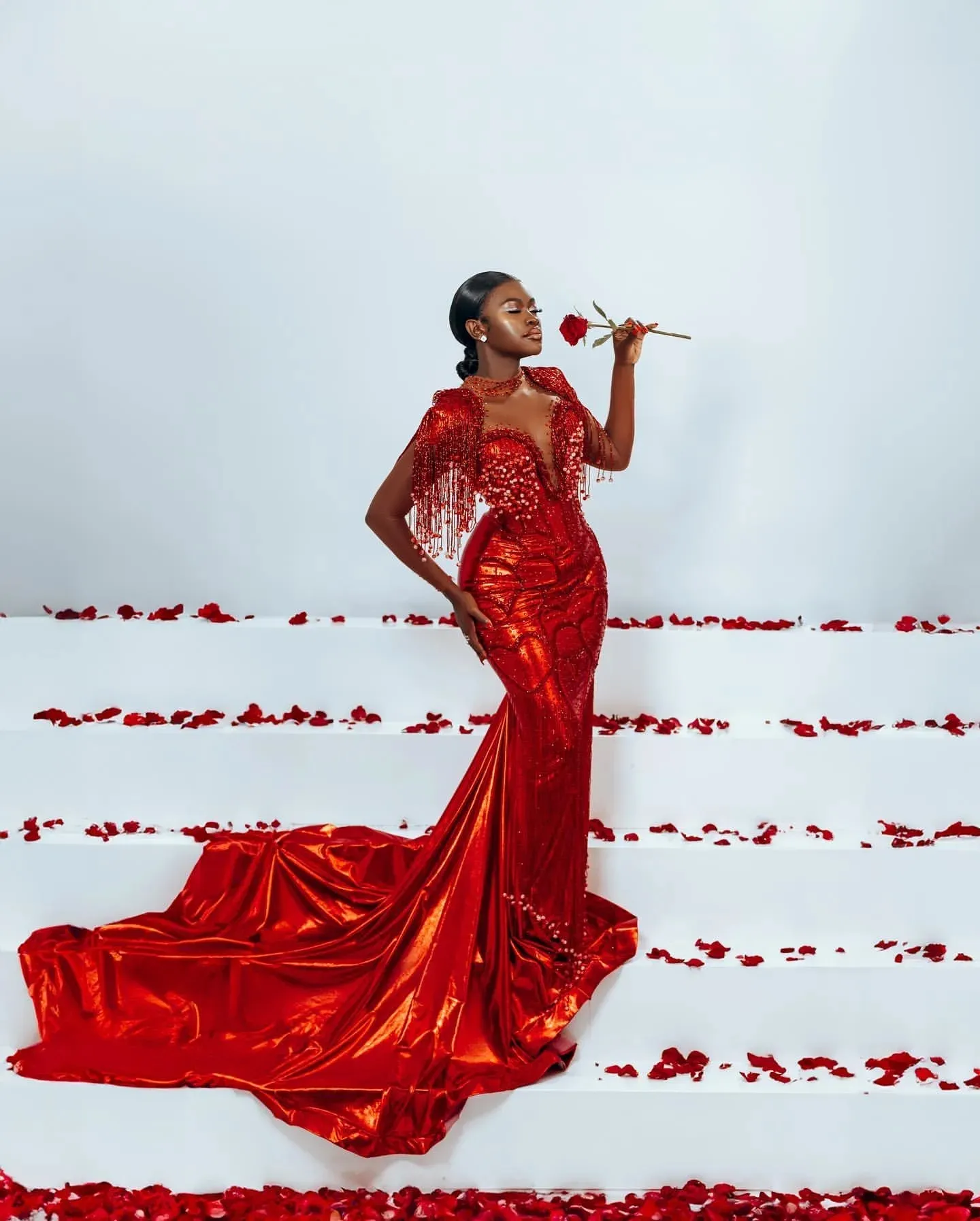 strapless open back dress Simple Red Satin Mermaid Long Prom Dress, Red Formal Evening Dress Custom Size / Custom Color main image 0