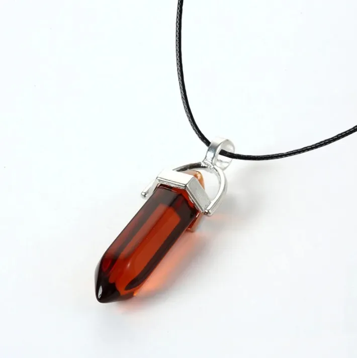 Hexagonal Column Quartz Necklaces Turquoises Pink Crystal Pendent Necklace For Women Chain Natural Stone Choker Jewelry