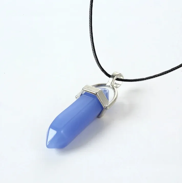 Hexagonal Column Quartz Necklaces Turquoises Pink Crystal Pendent Necklace For Women Chain Natural Stone Choker Jewelry