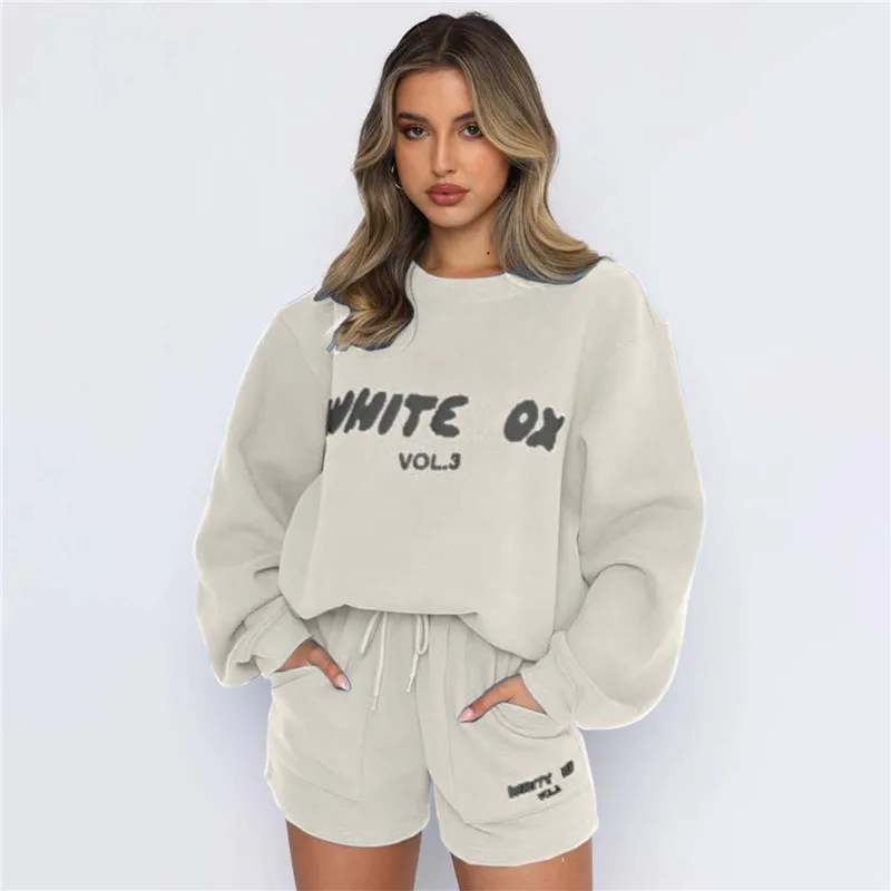 Women's Tracksuits Girls Tracksuit Women Hoodies + Short Pants 2 Two Piece Sets Letter Printed Sweaters Sportwears Woman Clothing Set Spring Summer Female Clothes