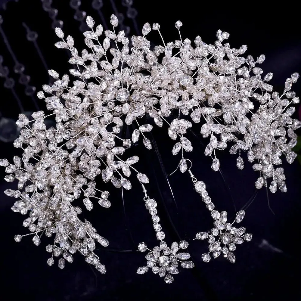 Shine Bridal Headpieces Set Silver Rhinestone Sparkly  display picture 3