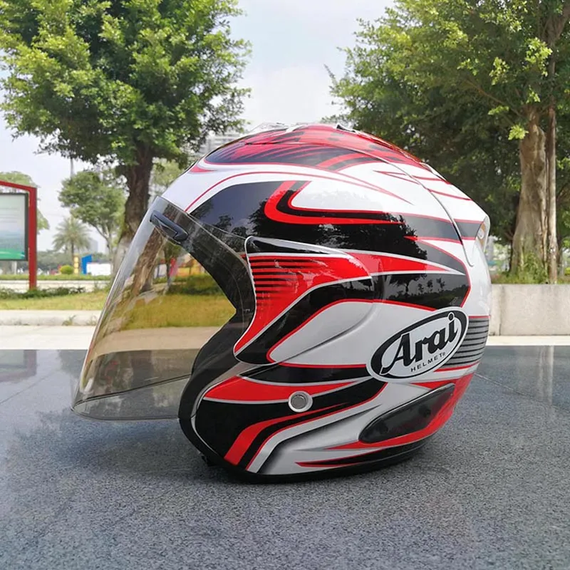 DHgate.com:ARA I SZ-RAM 4 GHOST RED 3/4 Open Face Helmet Off