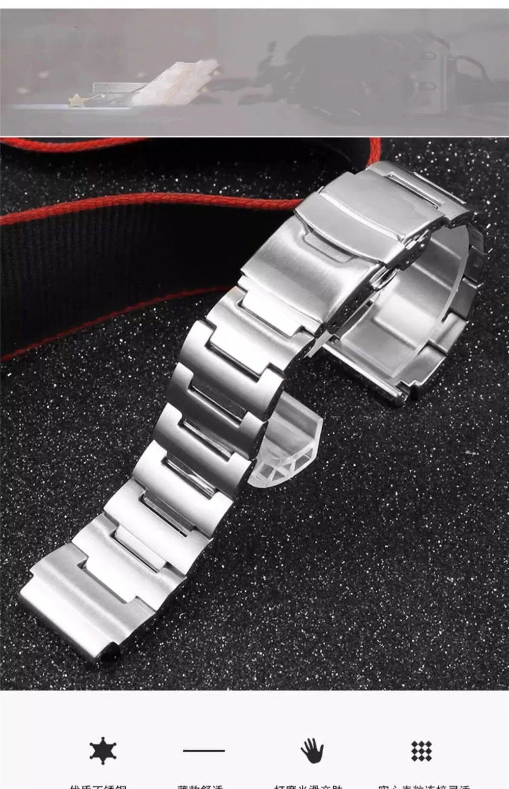 DHgate.com:20mmStainless Steel Convex Strap Bracelet for