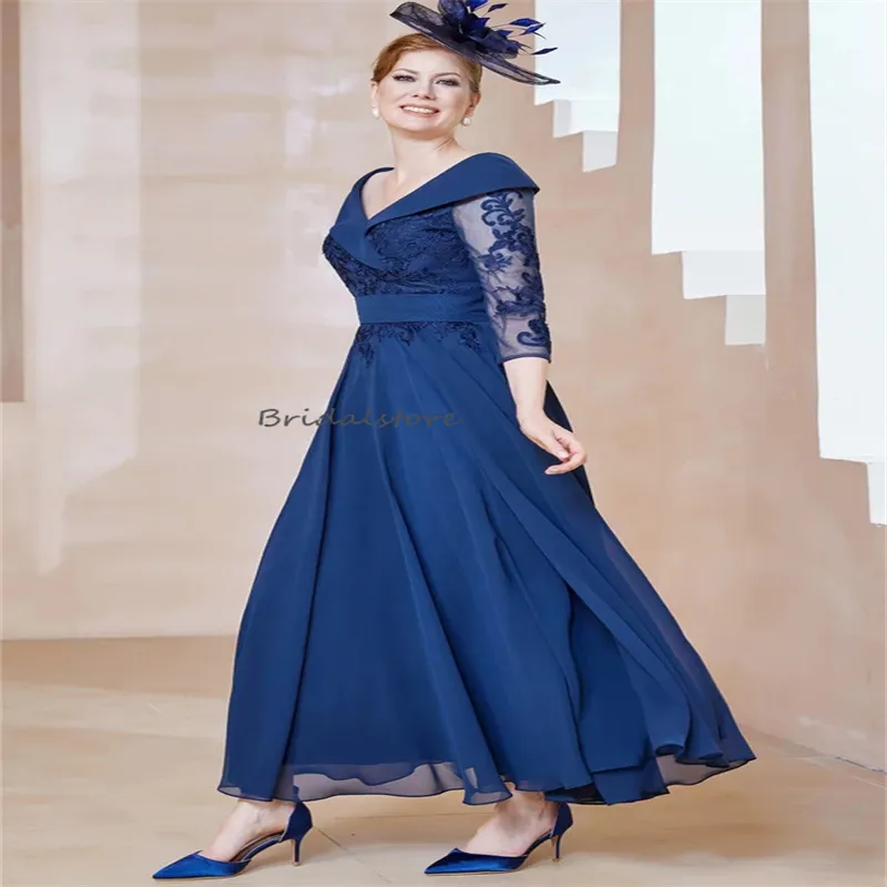 blue tea dress with sleeves Blue and Yellow Daisy Floral Tea Length Dress – Ohmollydress main image 1