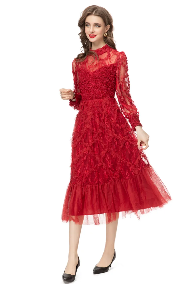 Runway Dresses For Women O Neck Long Sleeve Ruched... From Xbeauty, $80.45  | DHgate.Com
