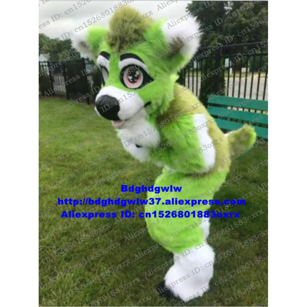 Furry Green Mascot Costume: Long Fur Wolf, Husky, Dog, Fox Fursuit Adult  Cartoon Character, Lovable Perfect for Company Events!